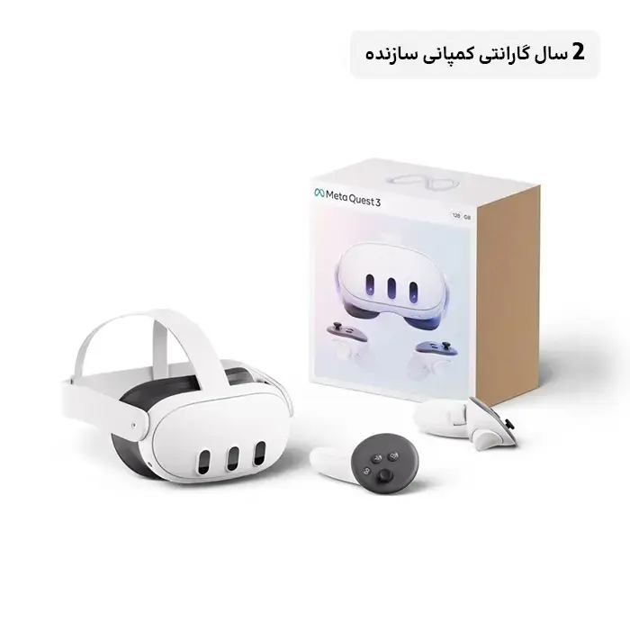 هدست Meta Quest 3 Mixed Reality VR سفید ظرفیت 128GB با 2 سال گارانتی